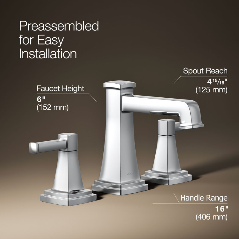 Riff Widespread Bathroom Sink Faucet, 1.2 GPM, Polished Chrome