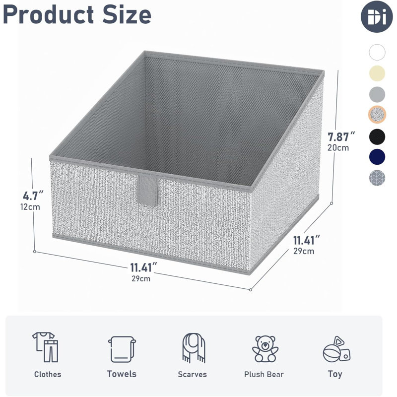 Bacs de rangement trapézoïdaux pliables avec poignées, organisateurs de placard et paniers de rangement pour jouets, livres, vêtements, paquet de 8, gris mélangé