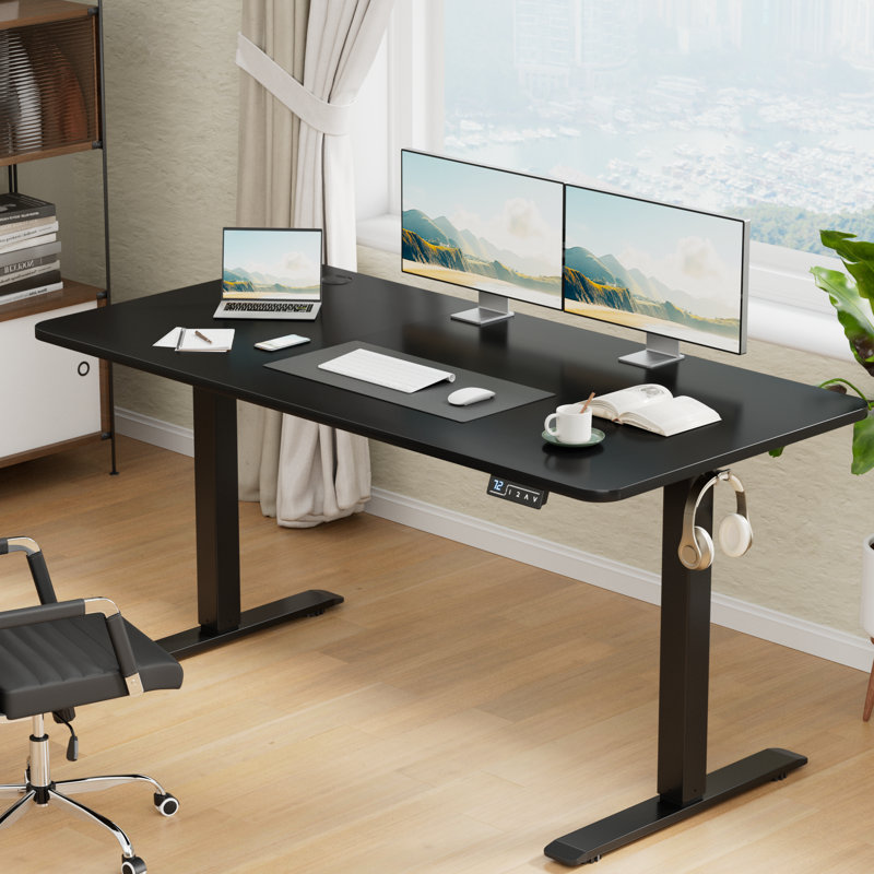 Bureaux debout à hauteur réglable Putnam, Noir, noir, noir, noir, H 48 po x l 62,99 po x P 23,62 po