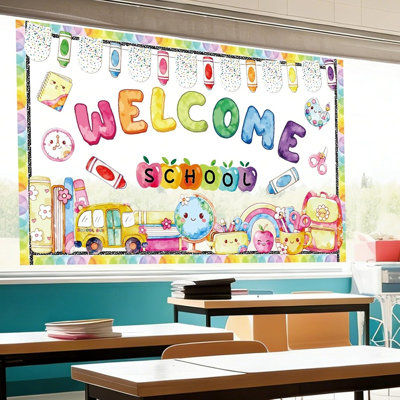 Welcome Back To School Bulletin Board Decorations Set – Crayon Theme Classroom Cutouts For First Day Of School