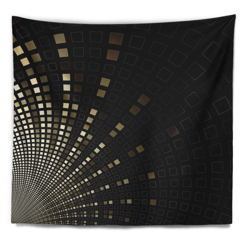 Mosaïque de pixels carrés abstraits sur tapisserie, H 50 po x l 60 po