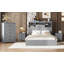 Ensemble de chambre à coucher 4 pièces avec grand lit en bois rétro avec 2 tables de chevet et 1 commode-1083524553
