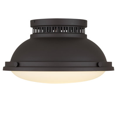 2-Light 14-in Dark Bronze Flush Mount