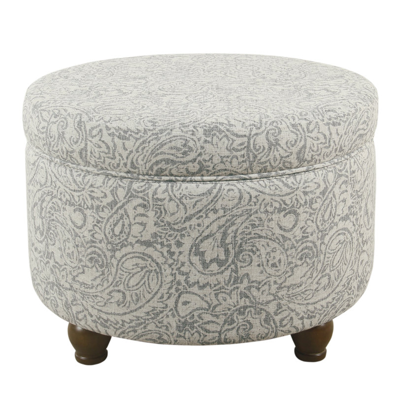 Denning Upholstered Ottoman, Grey Paisley Floral