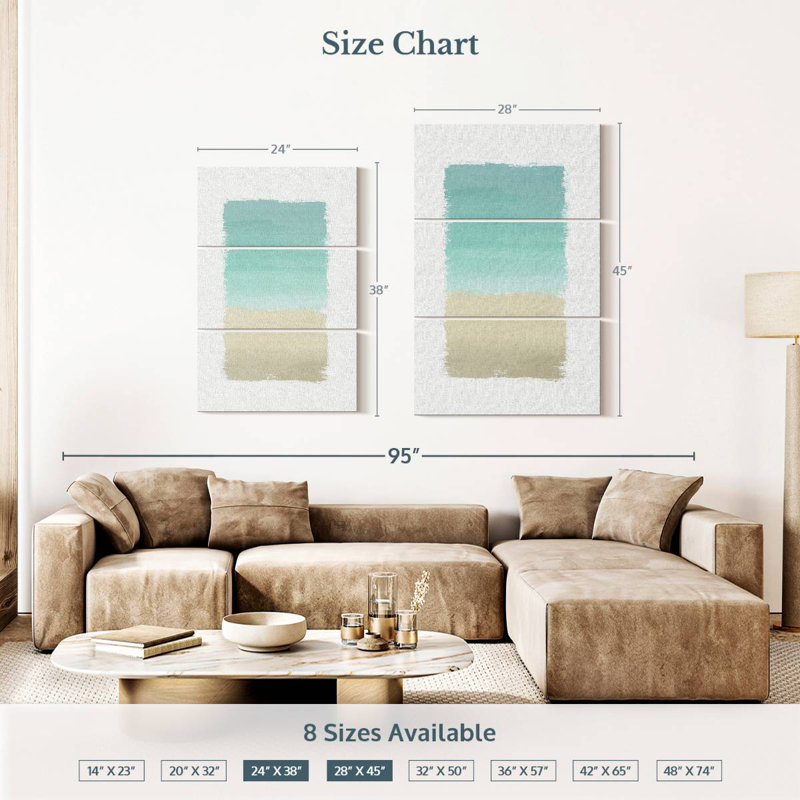 Avery turquoise abstrait sur fond blanc, H 38 po x l 24 po