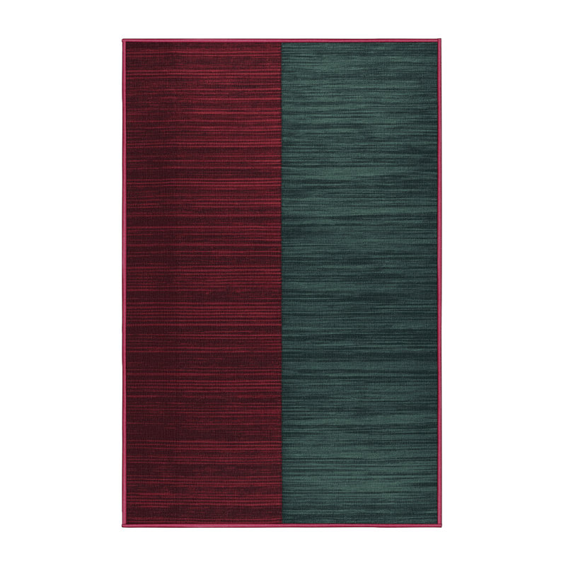 Tapis rouge à rayures horizontales lavable à la machine, Tapis de couloir 2 pi x 5 pi