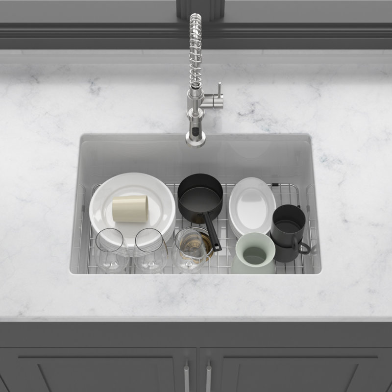 Inch Kitchen Sinks, White Fireclay Farmhouse Single Bowl Dual Mount