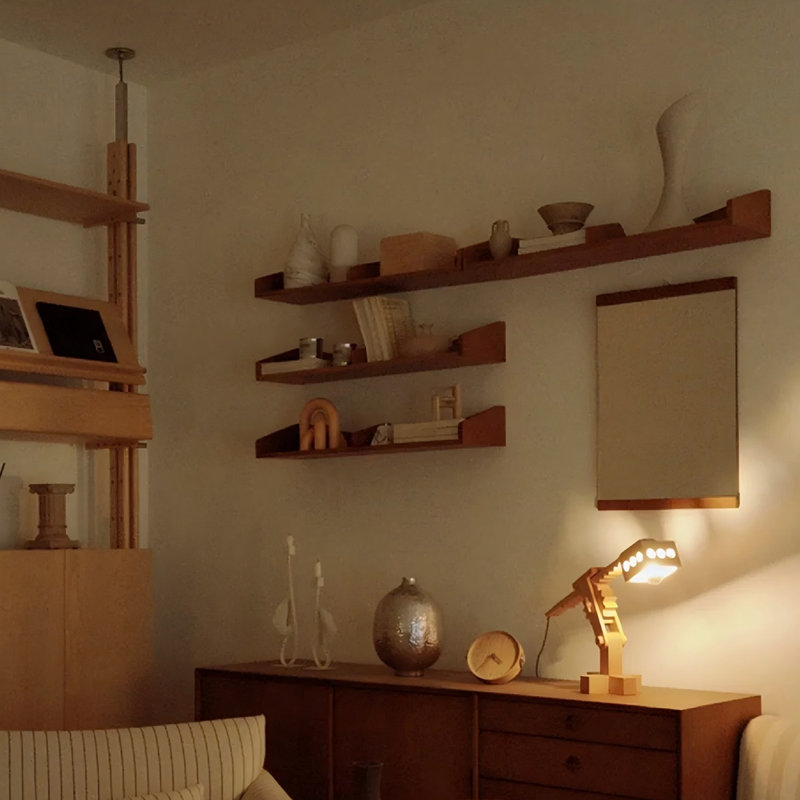 Étagère murale décorative en bois massif brun courbé, de style milieu du siècle, pour chambre, salle de bain, cuisine, salon