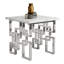 White Faux Marble And Silver End Table With Mirrored Chrome Metal Geometric Base
