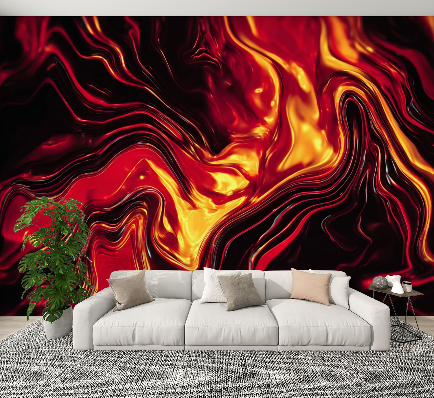 Red Barrel Studio® Peel and Stick Wallpaper Abstract Flame Fire Red ...