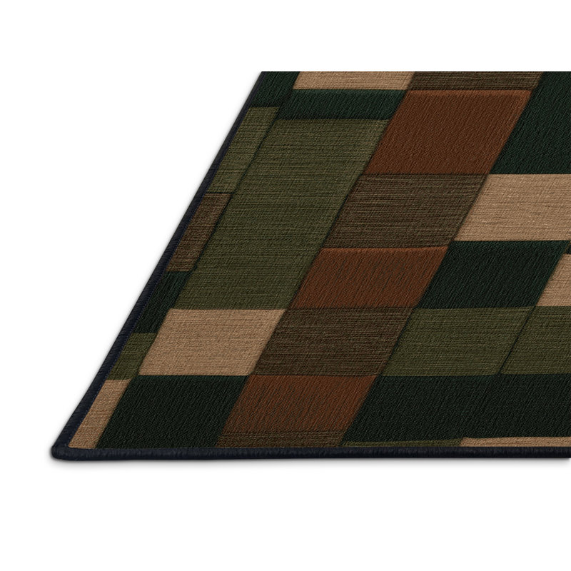 Tapis brun à carreaux lavable à la machine, Tapis de couloir 2 pi x 5 pi