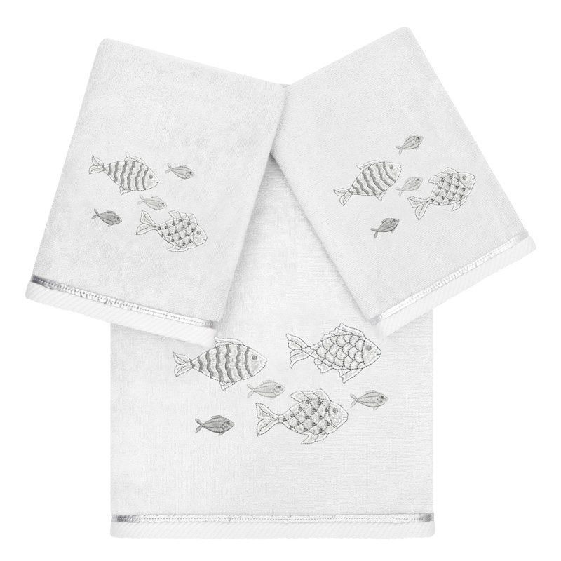 Ensemble de serviettes en coton turc 3 pièces figure 3, Argent