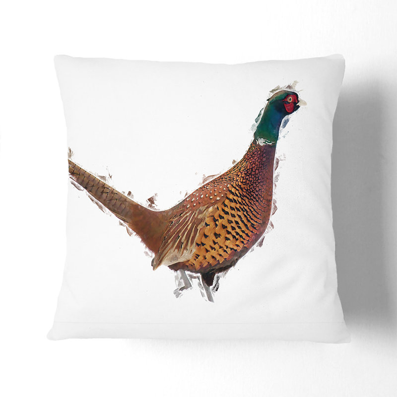 Pheasant Bird in Winter Cushion with Filling, Black, 55cm H x 55cm W x 20cm D