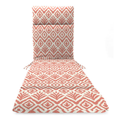 72" x 21" Tinker Suntan Coral Ikat Outdoor Chaise Lounge Cushion with Ties and Loop