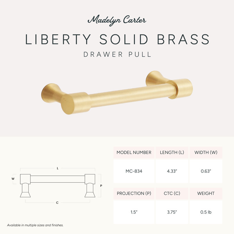 Poignée tiroir Madelyn Carter Liberty, 3 3/4″, Laiton antique