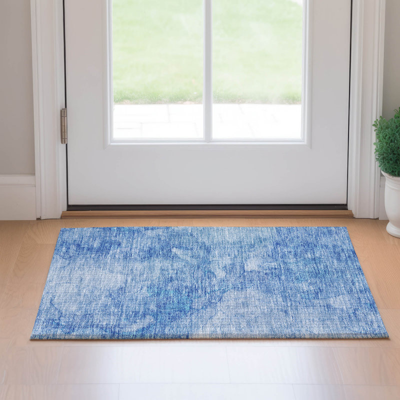 Premium Machine Washable Prisco Blue Rug, Rectangle 1'8" x 2'6"