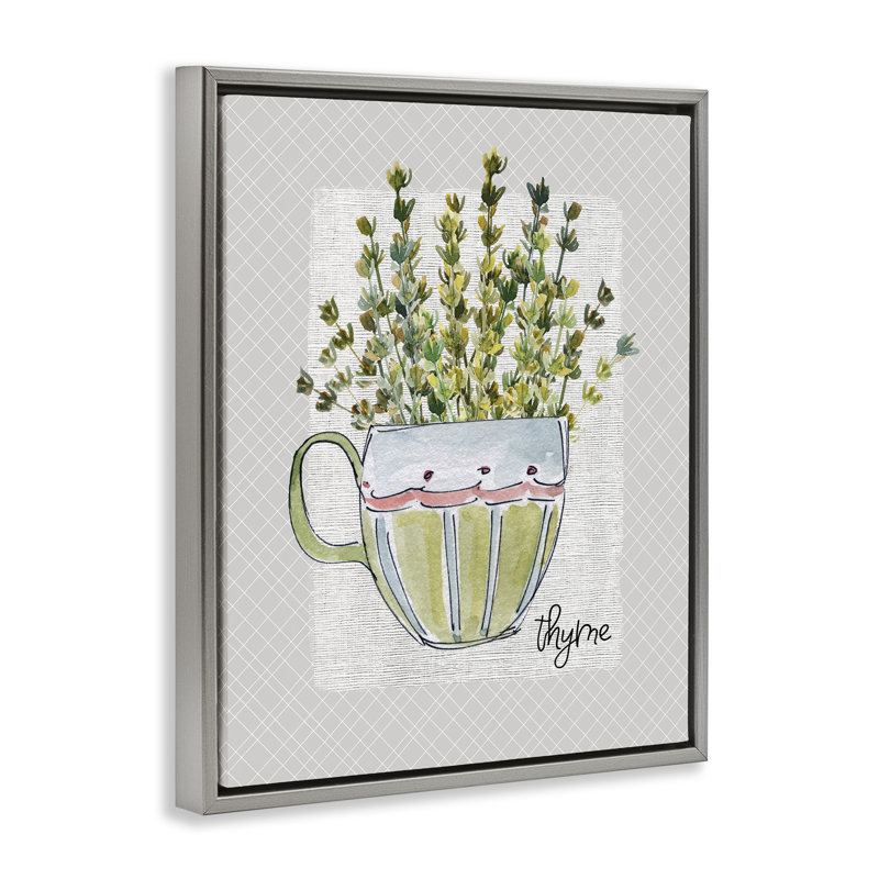 Cadre flottant Thym Herb, par Livi Finn, Cadre flottant gris lustré, H 21 po x l 17 po