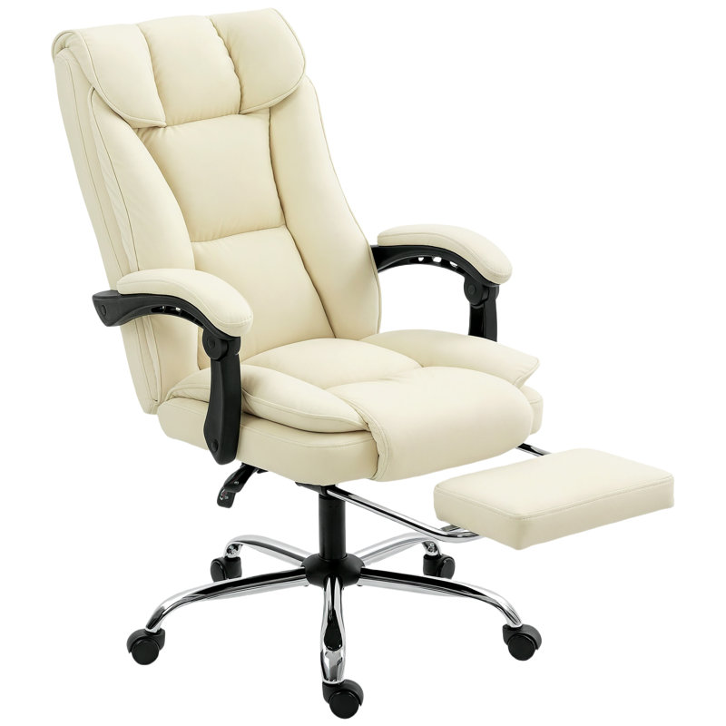 Fauteuil de direction, fauteuil d'ordinateur en cuir, beige