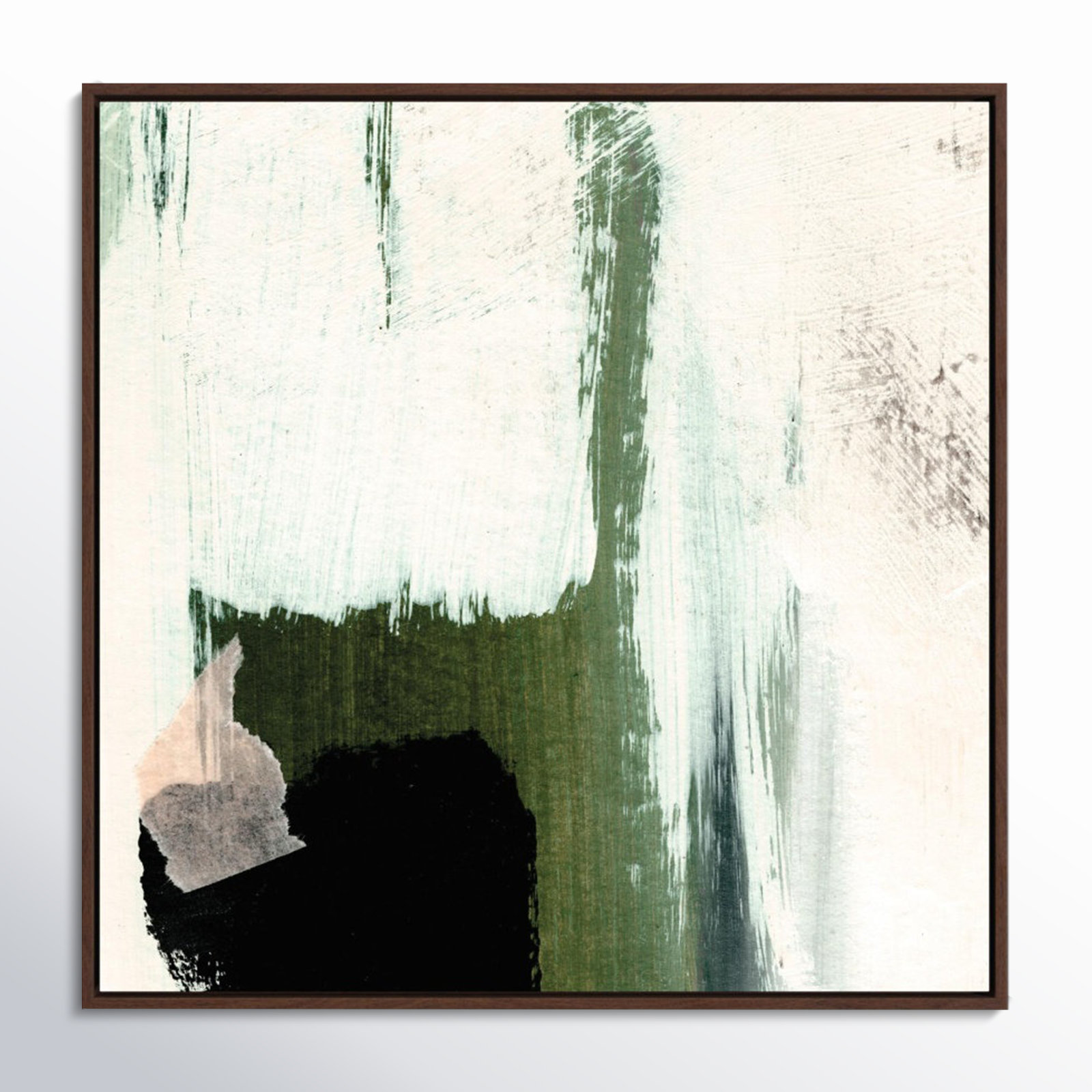 Abstract Minimal Painting by Dan Hobday, 20" H x 20" W x 2" D, Espresso Framed Canvas, No