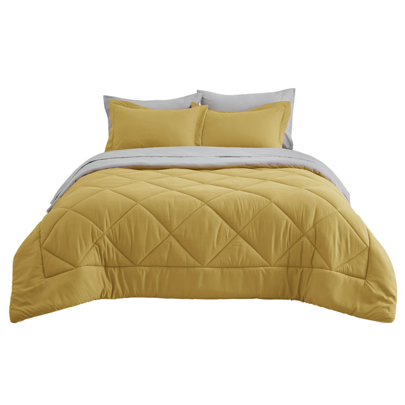 Best Seller Bedsure Comforter Set Reversible Bedding for All Seasons-89GSM, Yellow, Twin XL Comforter + 2 Additional Pieces