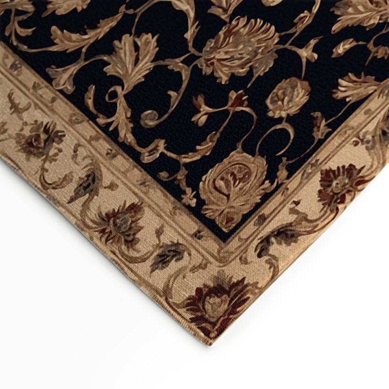 French Black Indoor and Outdoor Area Rug, Rectangle 3' x 5'