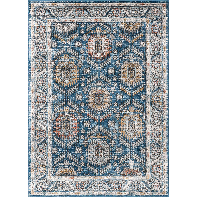 Tapis oriental bleu / blanc cassé / brun clair Weingartner, Rectangle 4pi x 6 pi