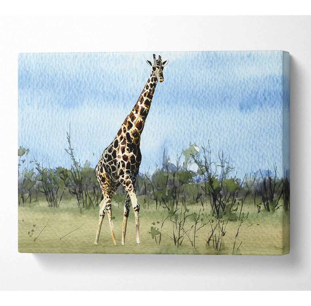 Giraffe in der Wildnis Namibias - Kunstdrucke auf Leinwand