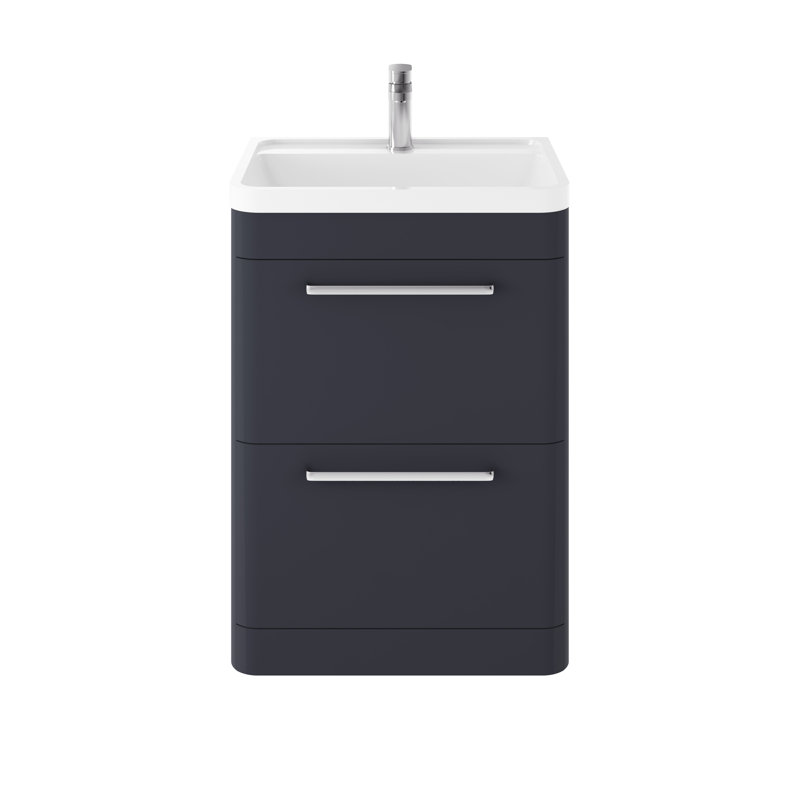 Solar 600mm Single Bathroom Vanity with Integrated Vitreous China Basin, Indigo Blue
