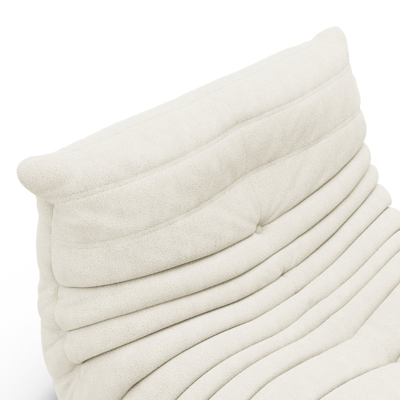 Méridienne à billes Danial, Tissu en peluche blanc
