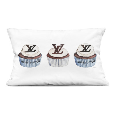 Luxury Bakery Cupcake Trio Decorative Printed Throw Pillow design by Amanda Greenwood