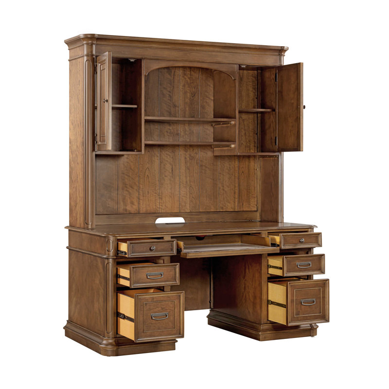 Executive Desk with Power Outlet, Brown