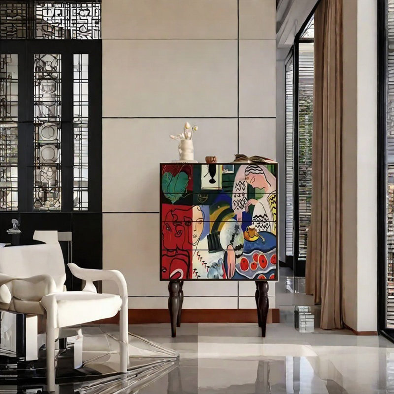 Armoire décorative en noyer avec plateau spacieux