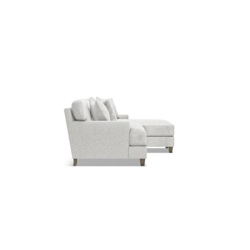 Mila Chaise Sectional, White Polyester, 33.5" H x 101" W x 61" D, Right Hand Facing