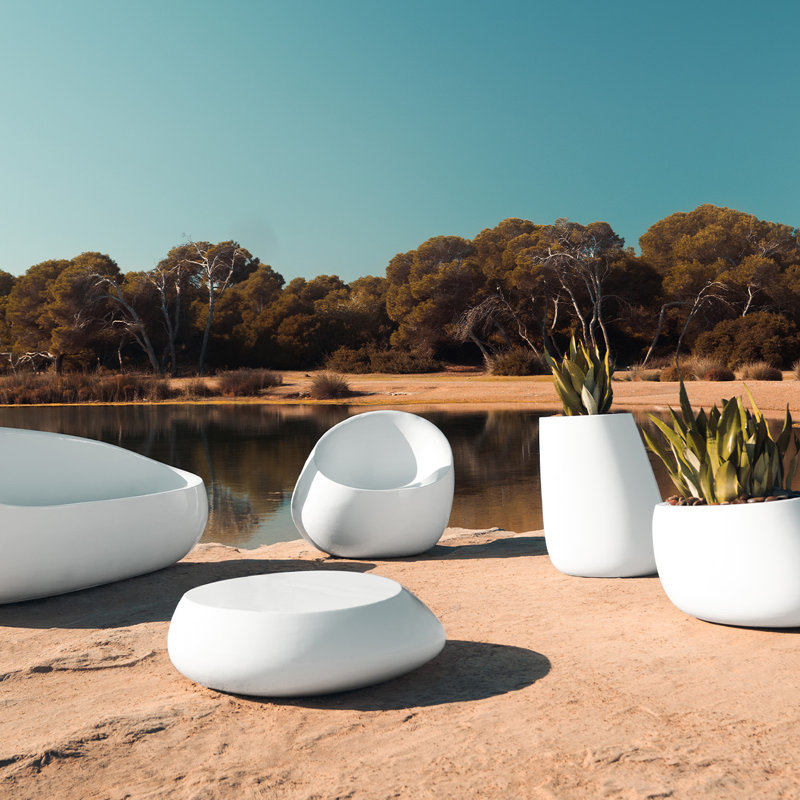 Stone Lounge Chair, White