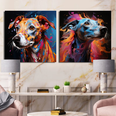 Ensemble de 2 animaux Playfull Dog Whippet Popart - animaux