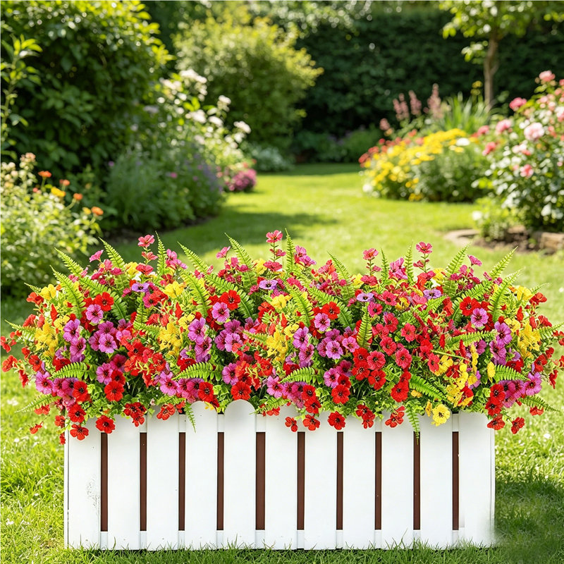12 Bundles Outdoor Artificial Flowers With 12Pcs UV Resistant Artificial Flowers For Garden, Planters, And Outdoor Décor No Fade Fake Flowers
