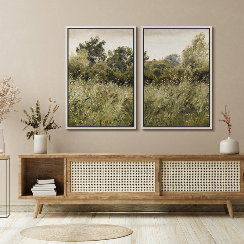 Été, pré, sérénité, champs luxuriants et fleurs sauvages, nature sauvage, illustrations, décor rustique, H 24 po x l 16 po
