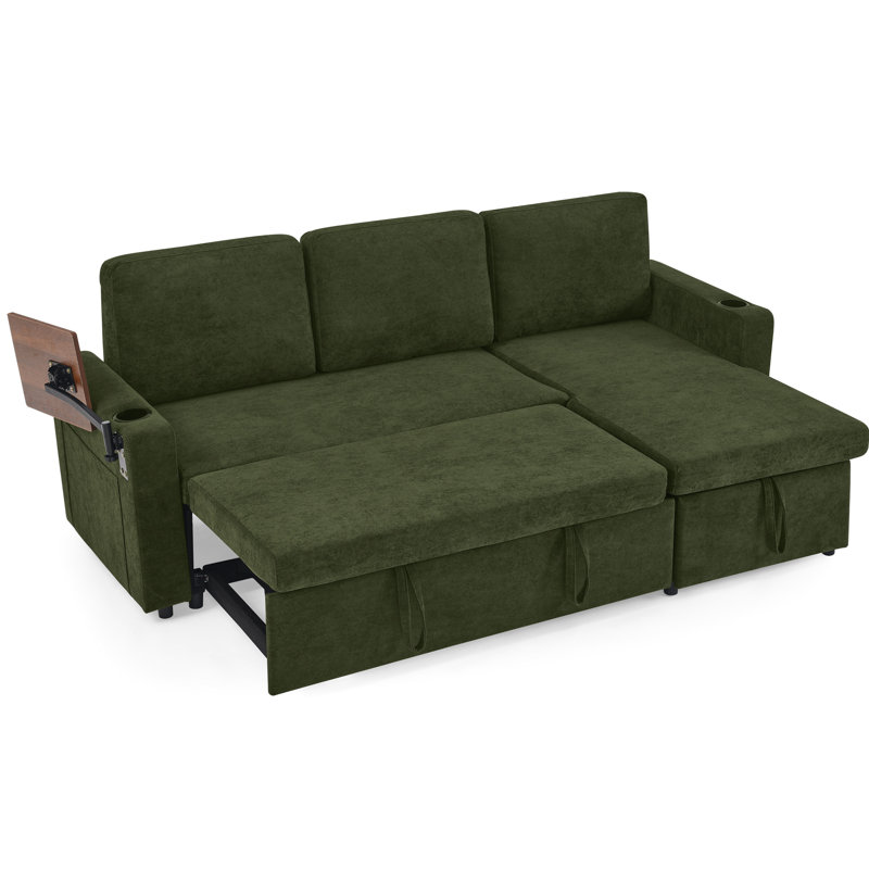 Lit en chenille avec fonction escamotable, éclairage à DEL, hublots, porte-gobelets et lit polyvalent 3 places Smart Design