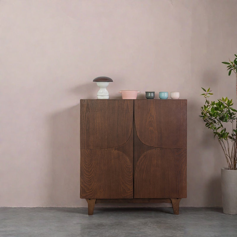 Console en bois massif, Bois brun foncé