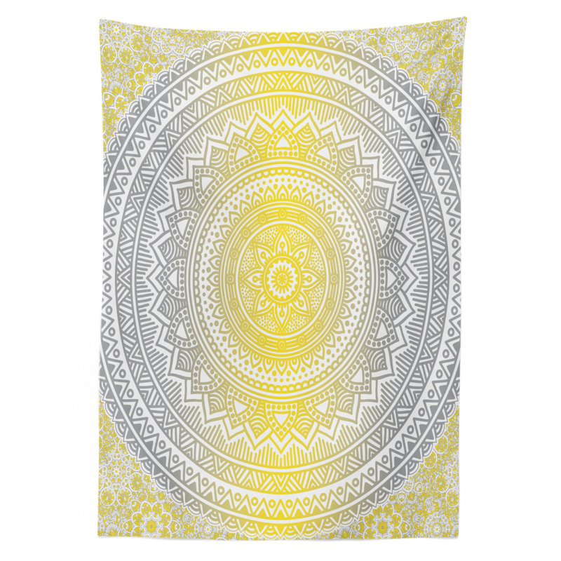 Dining Room Kitchen Tablecloth, Gray/Yellow, 90" L x 60" W
