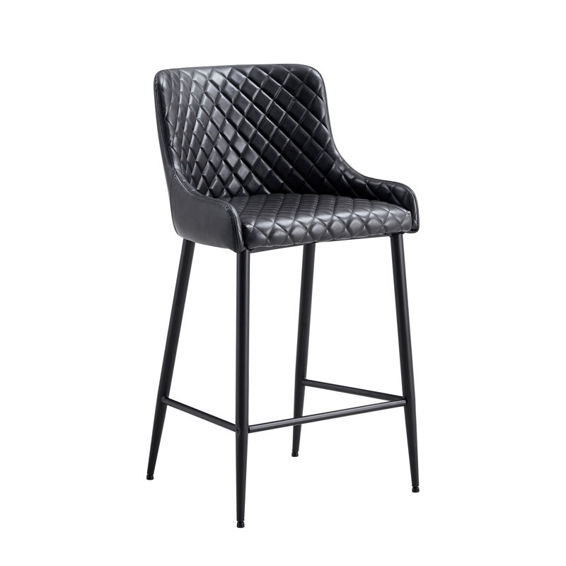 Mazzie Upholstered Faux Leather Counter Stool, Black