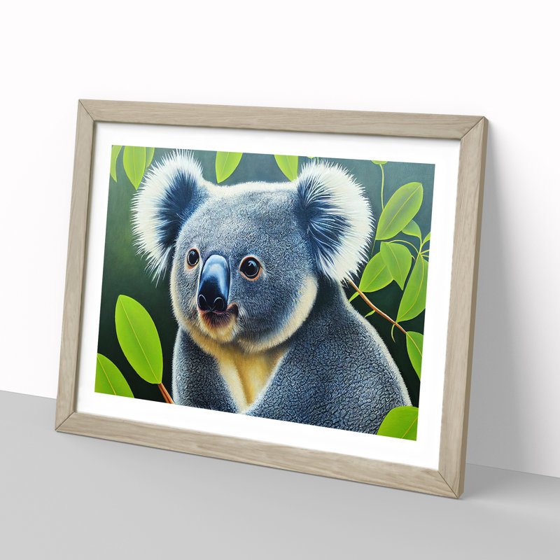 Koala Bear - Single Picture Frame Print, 34cm H x 46cm W x 2cm D, Oak