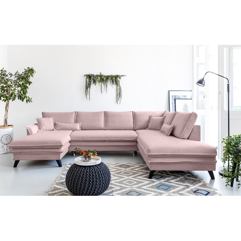 Charming Charlie Upholstered Corner Sofa, Right Hand Facing, Powder Rose