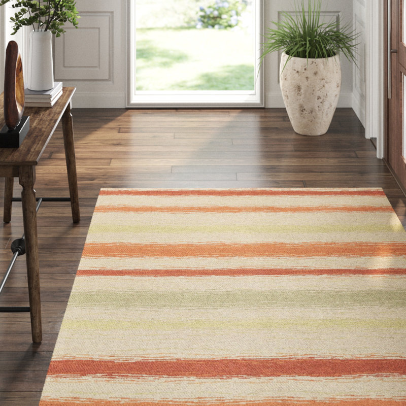 Hand-Knotted High-Quality Multi-Colored and Rust Area Rug