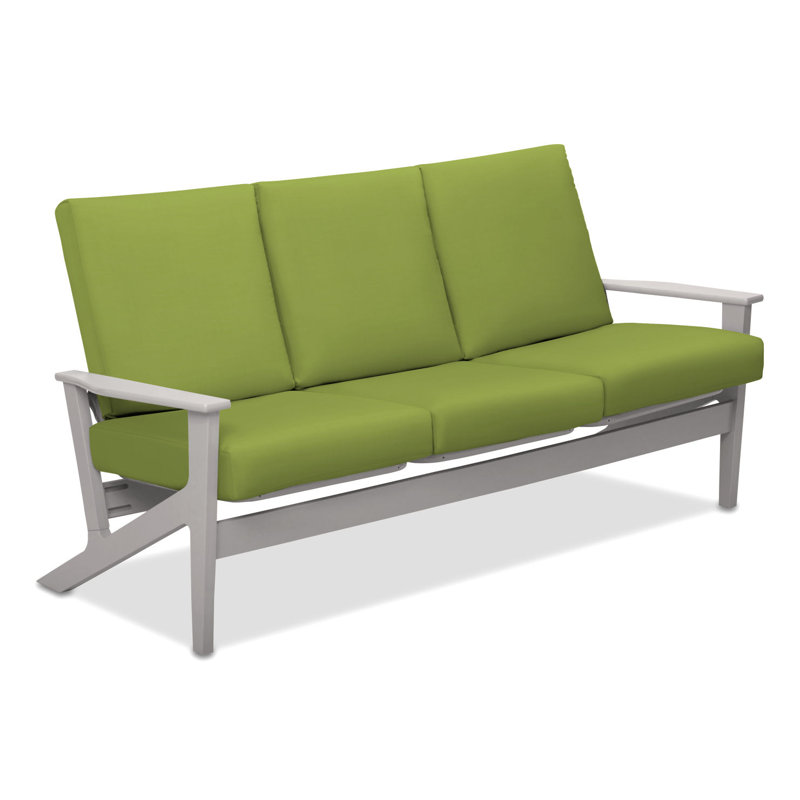 Chrisa 74.5'' Wide Patio Sofa with Cushions, Lime, Snow