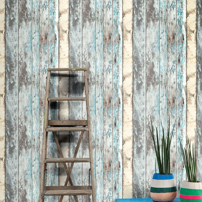 Dutch Wallcoverings Wallpaper ScrapWood Blue