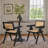 Alaynnah Retro Wood Rattan Back Handmade Armchair-827312759