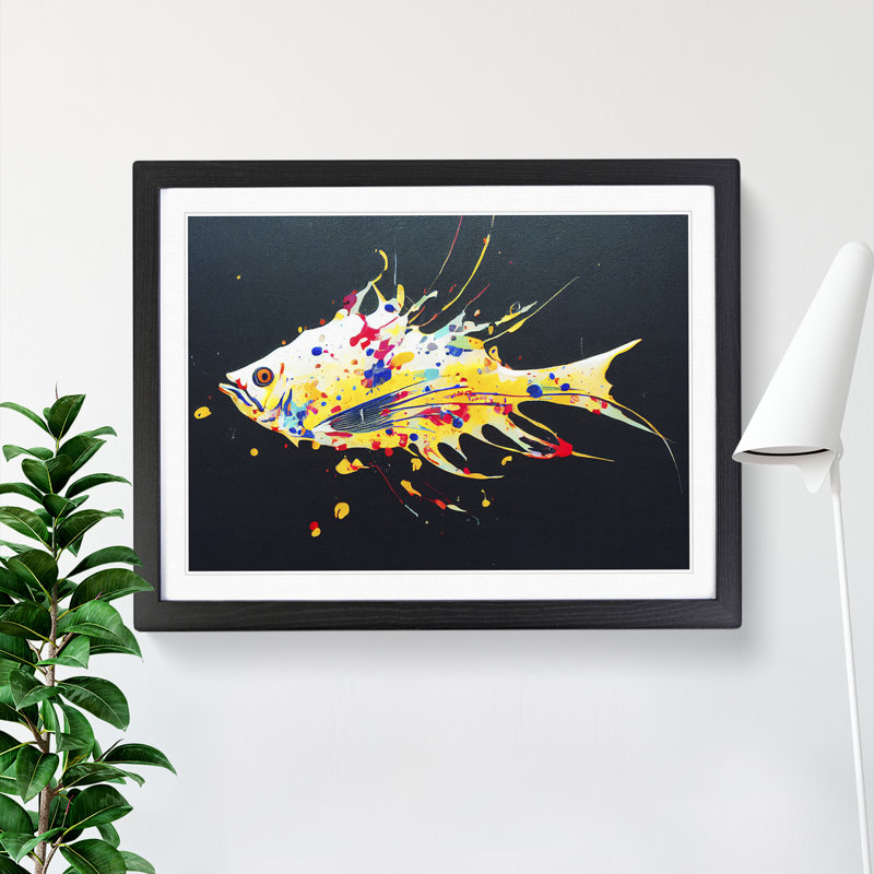 Fish Splash Vol.1 Abstract - Single Picture Frame Print, 25cm H x 34cm W x 2cm D, Black Framed