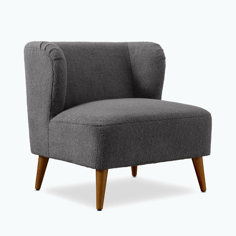 Armands Upholstered Slipper Chair, Gray Teddy