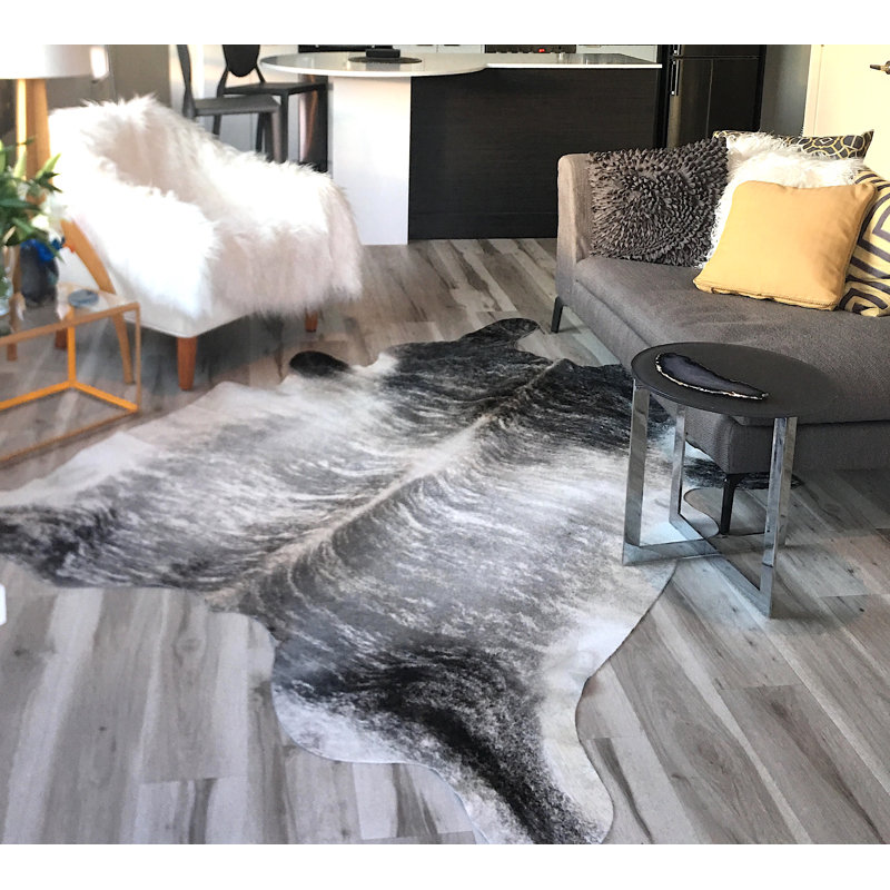 Tapis gris en cuir de vache Hultgren